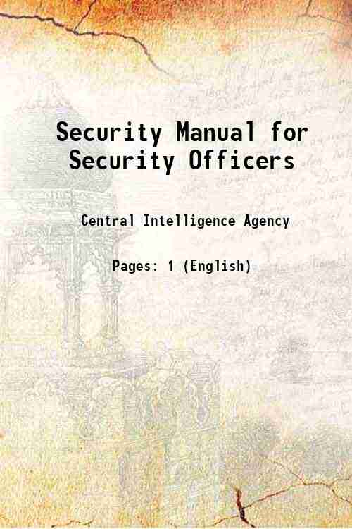 Security Manual for Security Officers 