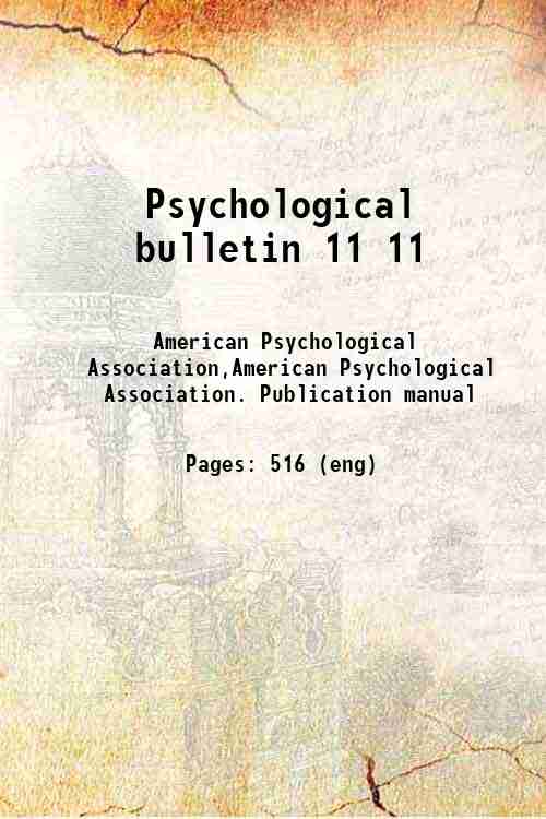 Psychological bulletin 11 11