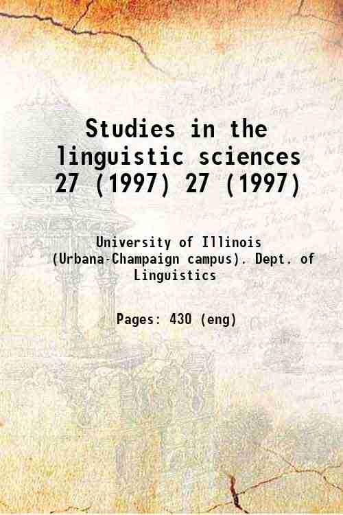 Studies in the linguistic sciences 27 (1997) 27 (1997)