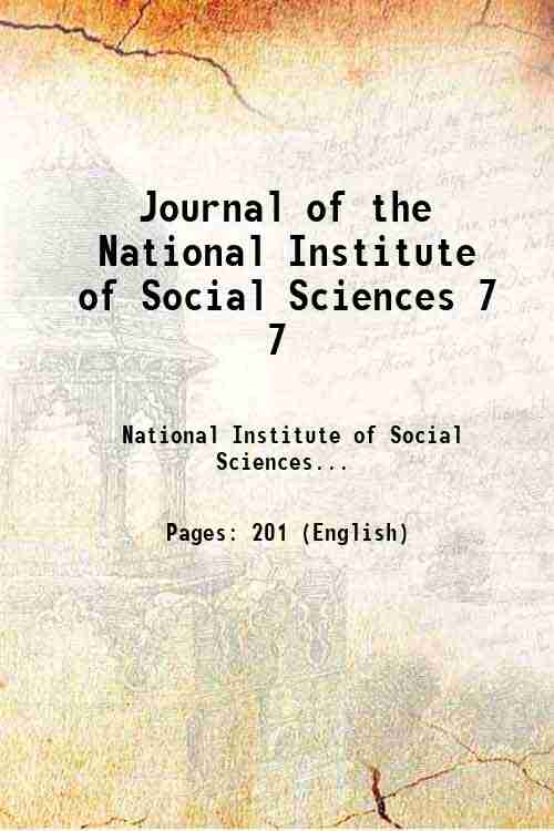 Journal of the National Institute of Social Sciences 7 7