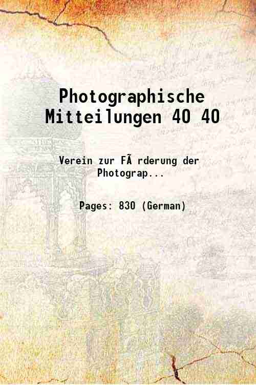 Photographische Mitteilungen 40 40