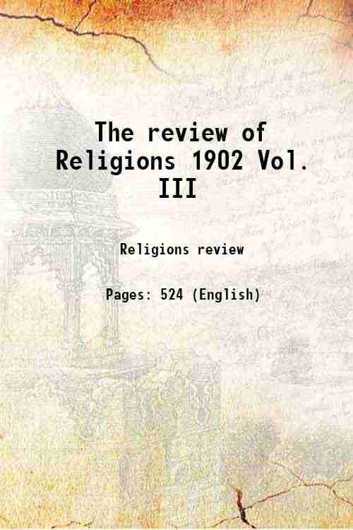 The review of Religions 1902 Vol. III 