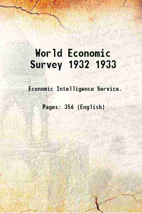 World Economic Survey 1932 1933 