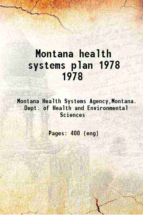 Montana health systems plan 1978 1978