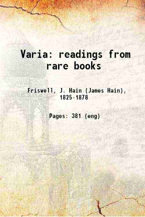 Varia: readings from rare books 