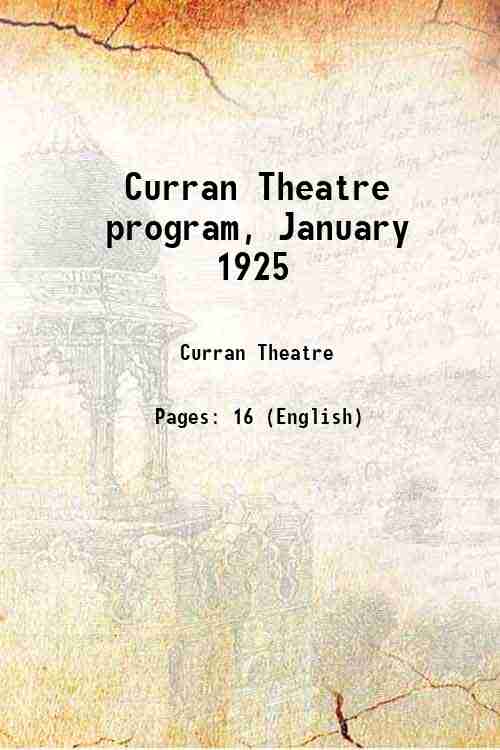 Curran Theatre program, January 1925 