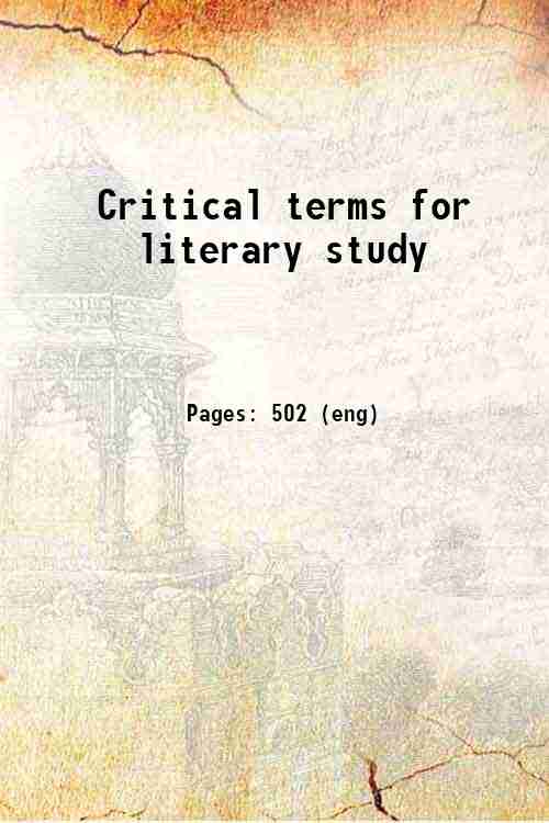 Critical terms for literary study